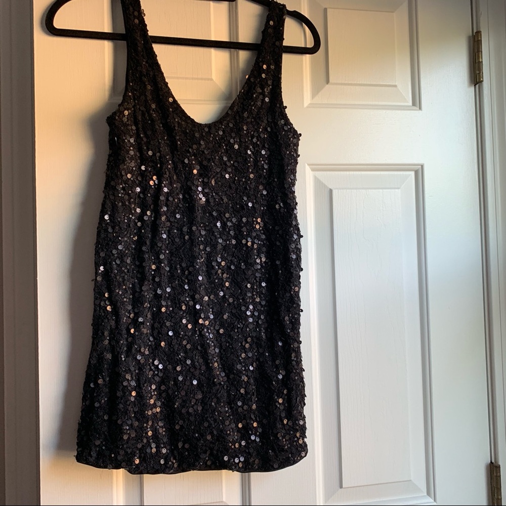 Black sequin mini dress